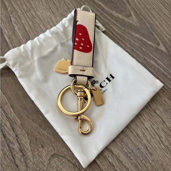 Coach Trigger Snap Bag Charm With Strawberry Print - Picture 4 of 4